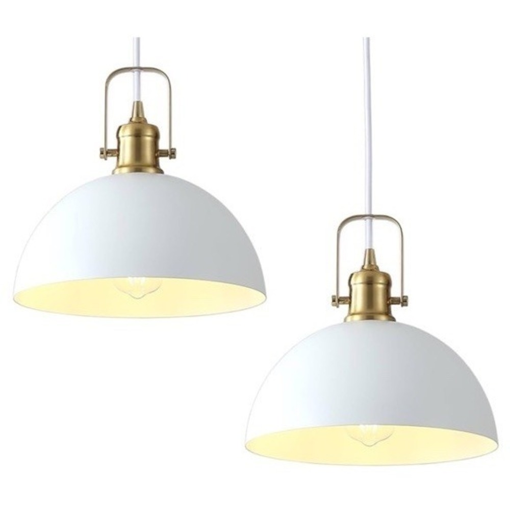 kitchen pendant lighting Over Island 2 Pack Modern White Gold Metal Pendant
